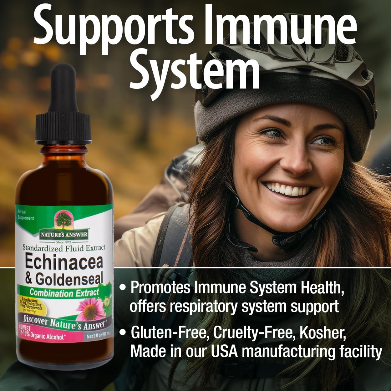 Organic Alcohol Echinacea & Goldenseal Blend for Immune Support & Inflammation Reduction - 2oz
