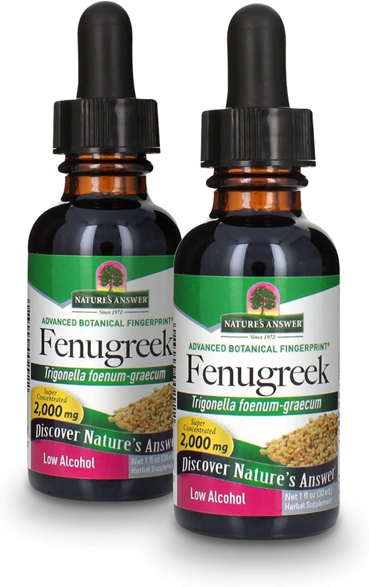 Organic Alcohol Fenugreek Seed Extract 2000mg for Female Reproductive Support - Natural Menopause Aid - Gluten-Free, Non-GMO, Vegan - 1oz x 2 Pack