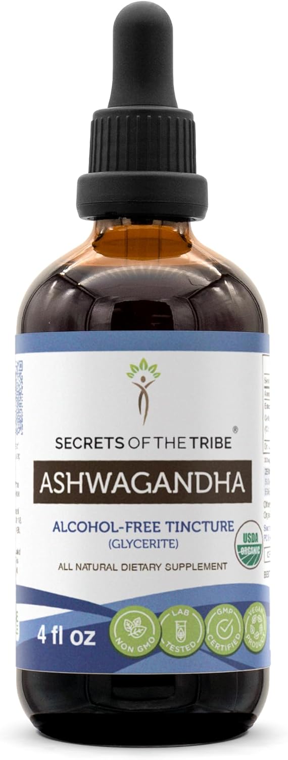 Organic Alcohol-Free Ashwagandha Tincture for Stress Relief - 4 OZ