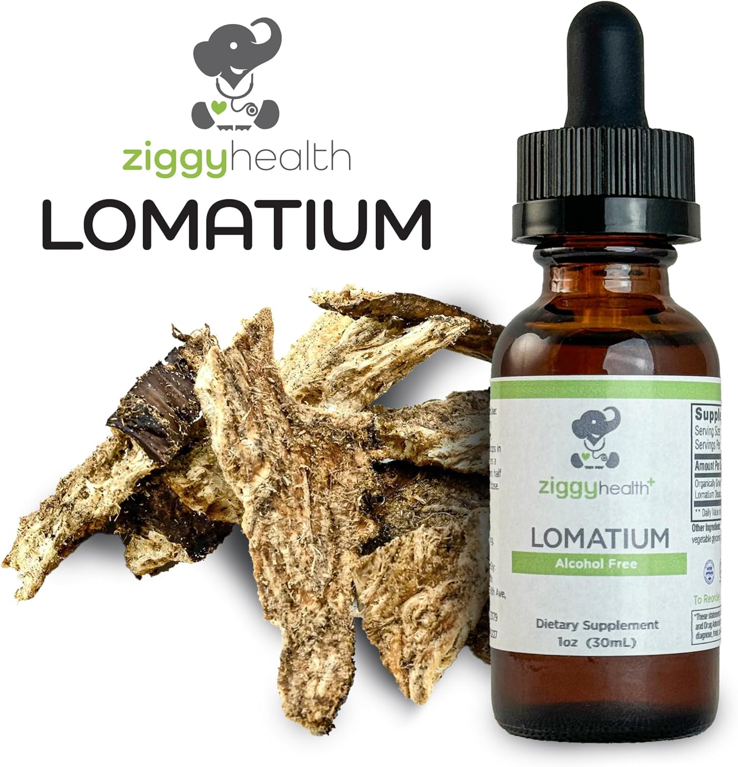 Organic Alcohol-Free Lomatium Root Extract Tincture Drops for Immune & Lung Support - 1oz - Ziggy Health