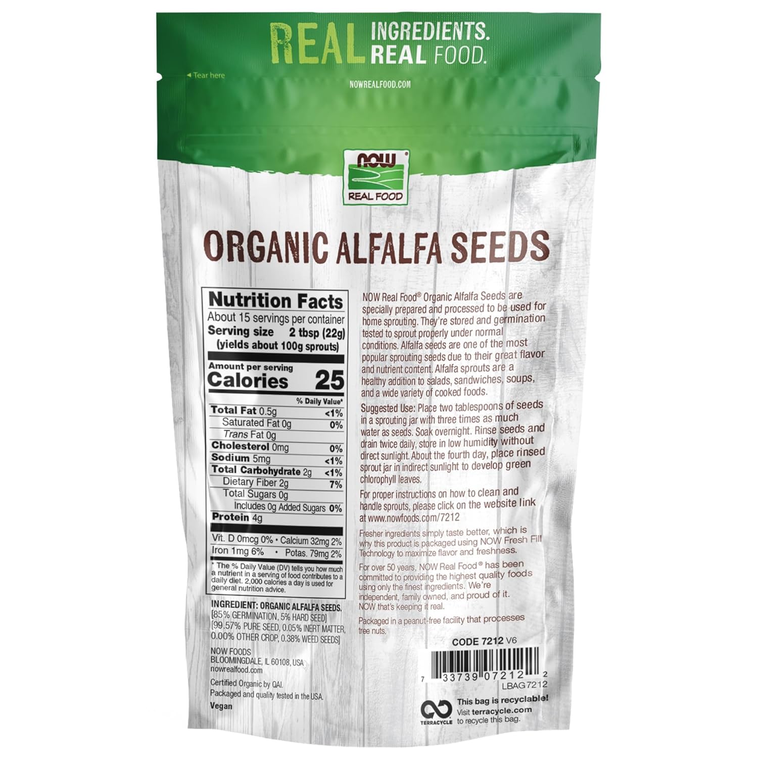Organic Alfalfa Seeds for Sprouting, Grown in the USA, Non-GMO, 12-Ounce Pack