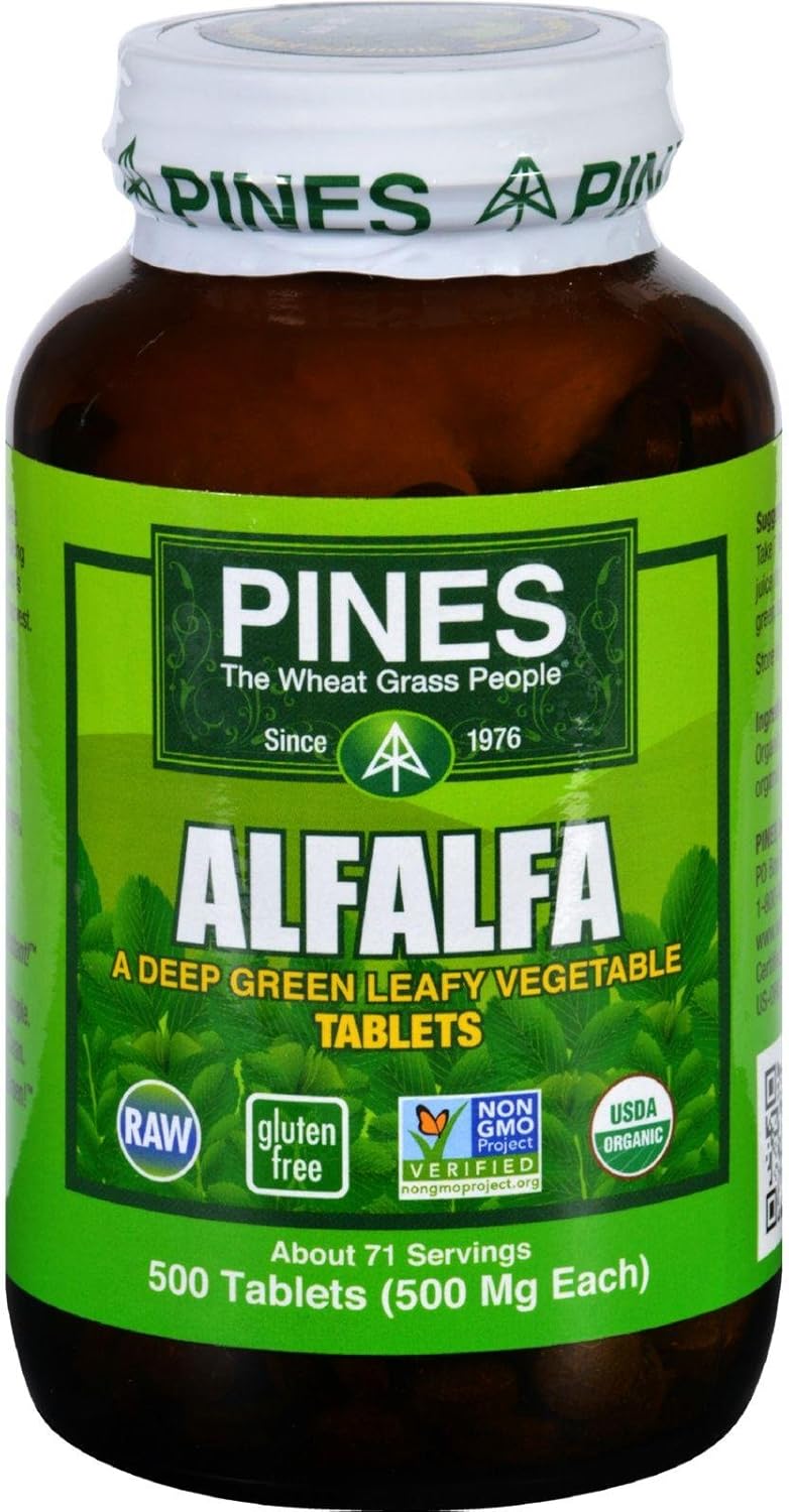 Organic Alfalfa Tablets - 500 Count - Natural Pines Supplement