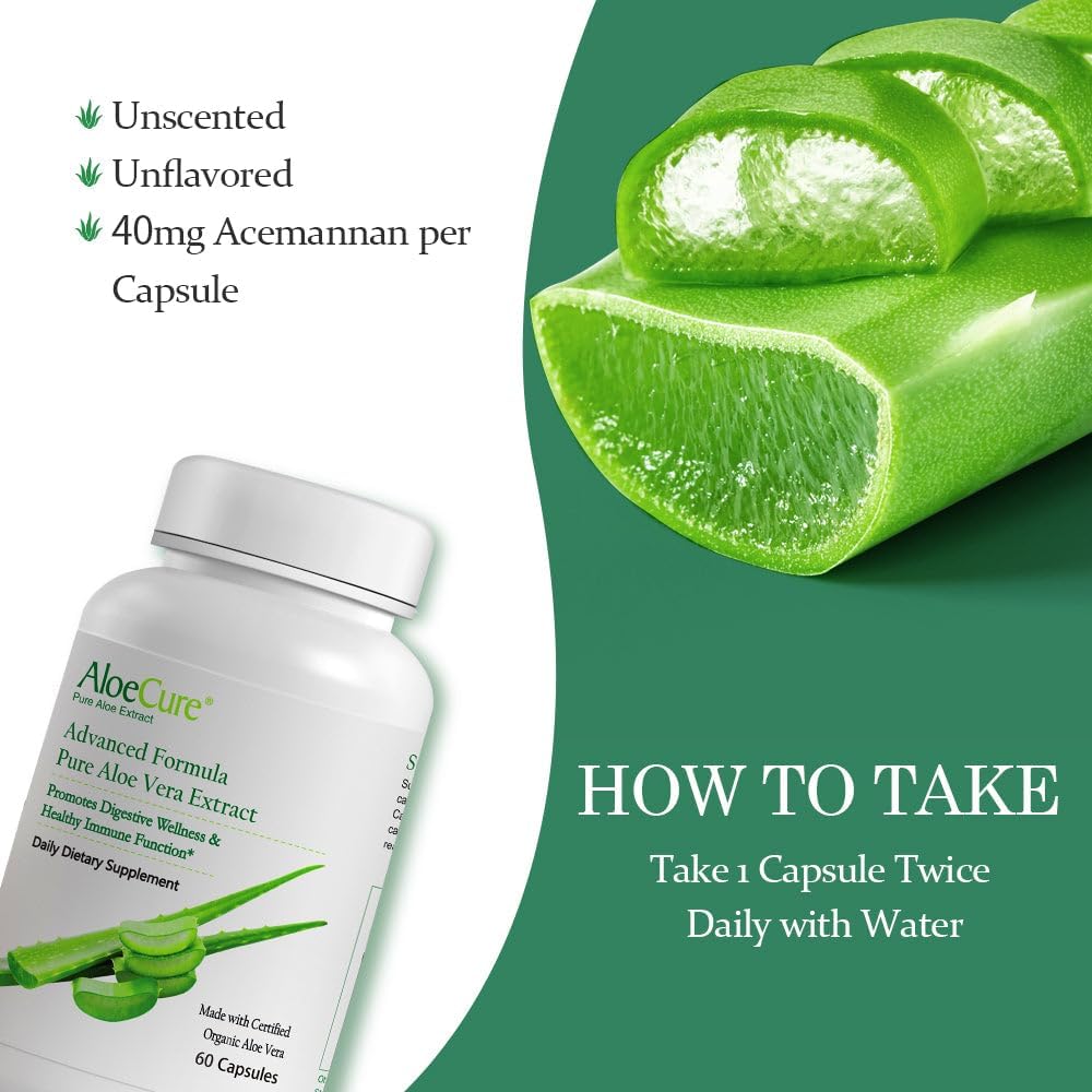 Organic Aloe Vera Capsules 60Caps x 3Btl, 130,000mg Inner Aloe Leaf Equivelant, Support Gut, Digestive & Immune Health, Maintain Balanced Stomach Acidity, Aloin Free