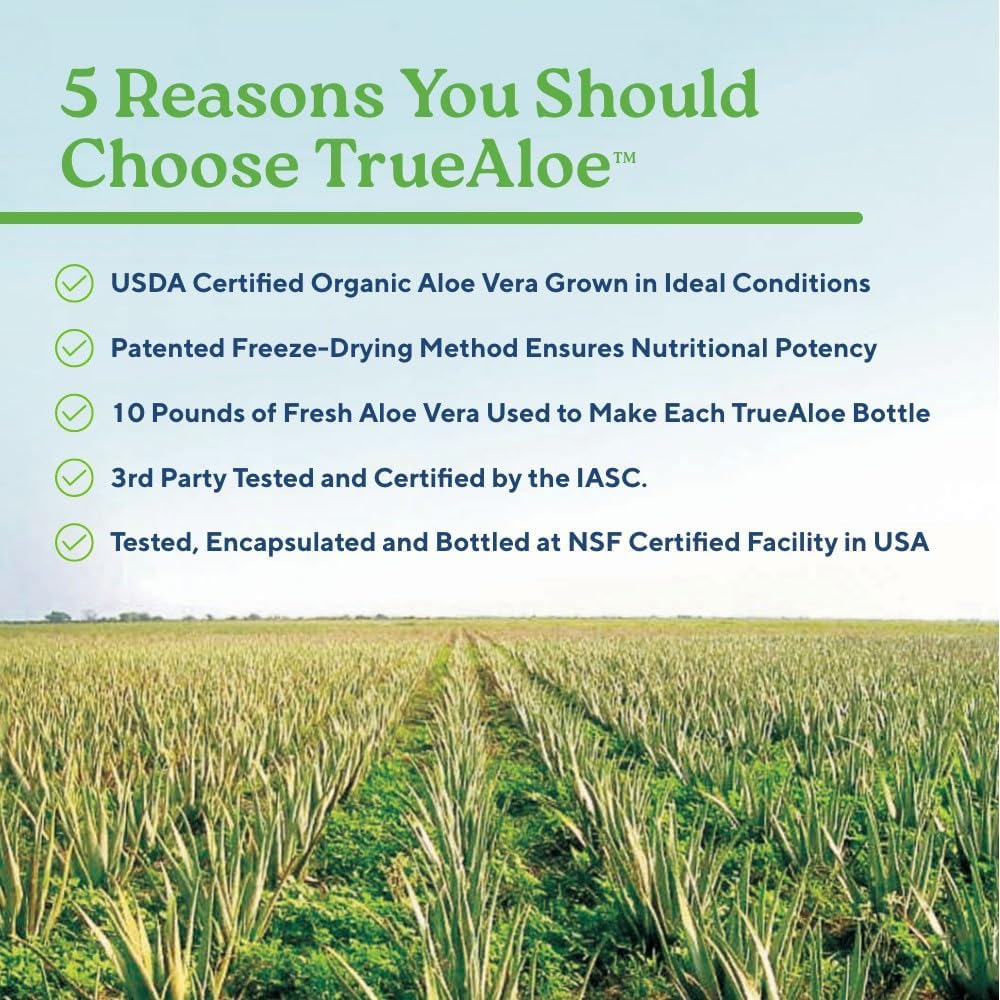 Organic Aloe Vera Capsules with 80,000mg Gel Equivalent - Digestive, Skin, and Joint Support - 360 Small Easy-to-Swallow Pills by NatureCity