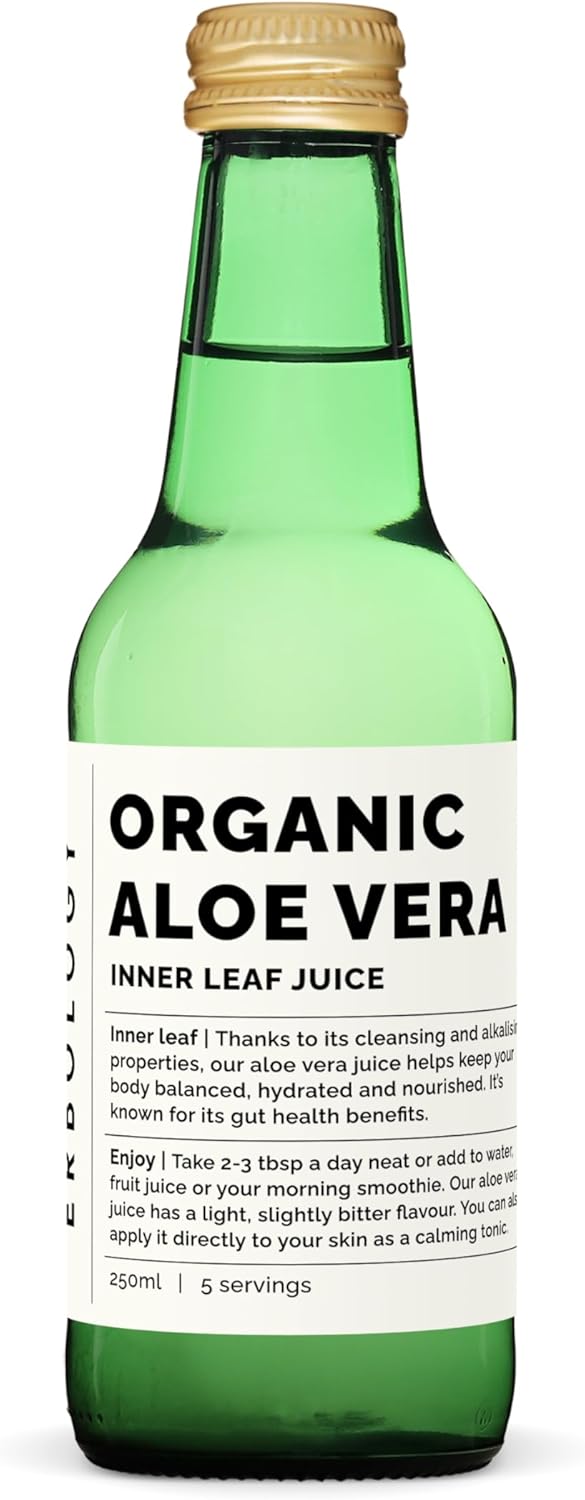 Organic Aloe Vera Juice 8.5 fl oz - Immunity & Gut Health Support - Straight from Spain Farm - Non-GMO - No Added Sugar - Recyclable Glass Bottle