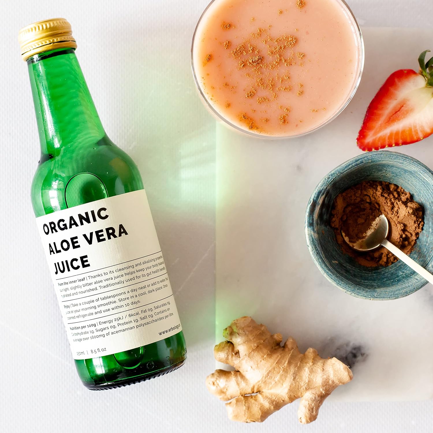 Organic Aloe Vera Juice 8.5 fl oz - Immunity & Gut Health Support - Straight from Spain Farm - Non-GMO - No Added Sugar - Recyclable Glass Bottle