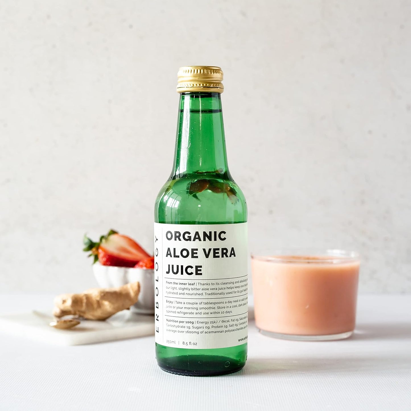 Organic Aloe Vera Juice 8.5 fl oz - Immunity & Gut Health Support - Straight from Spain Farm - Non-GMO - No Added Sugar - Recyclable Glass Bottle