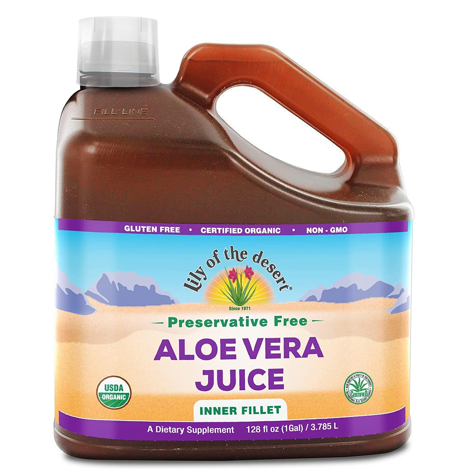 Organic Aloe Vera Juice with Natural Digestive Enzymes for Gut Health - 128 Fl Oz Bottle for Stomach Relief, Wellness, and Glowing Skin