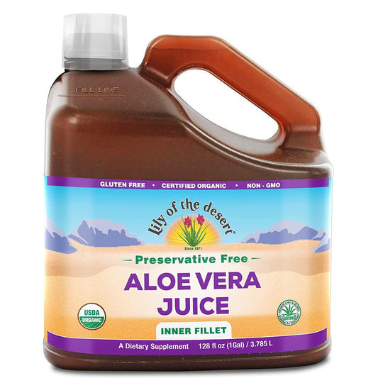 Organic Aloe Vera Juice with Natural Digestive Enzymes for Gut Health - 128 Fl Oz Bottle for Stomach Relief, Wellness, and Glowing Skin