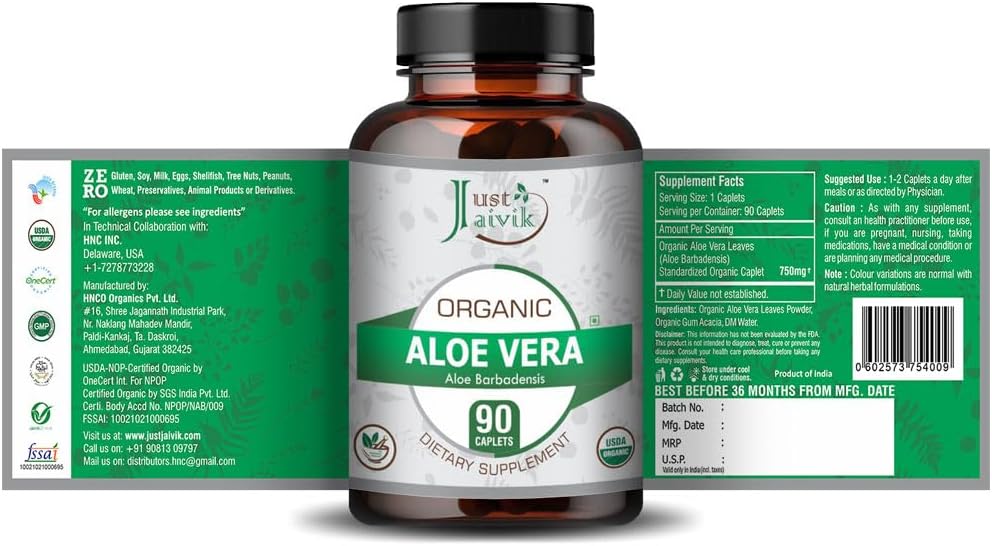 Organic Aloe Vera Tablets - 750 mg Dietary Supplement (90 Tablets) - Wellness and Rejuvenation Support - BoostGo Australia