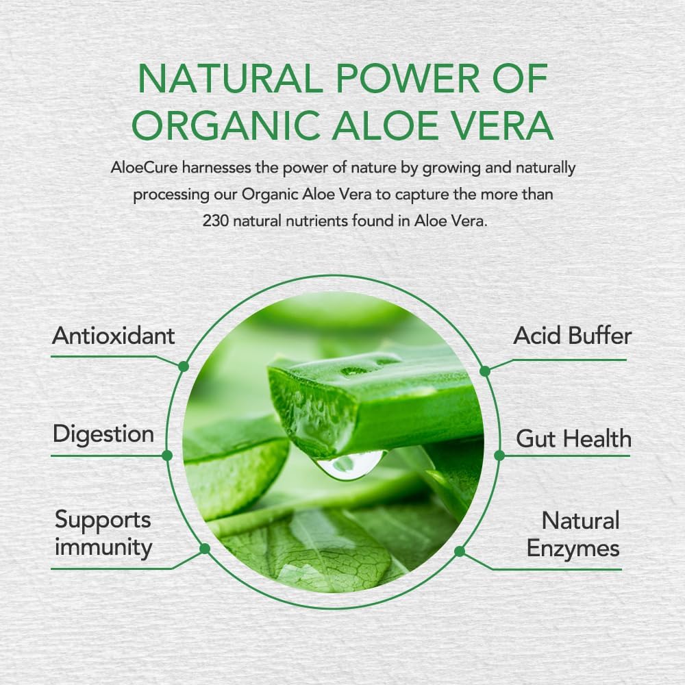 Organic AloeCure Aloe Vera Juice Sample Pack - Lemon & Natural Flavor, 4x500ml Bottles