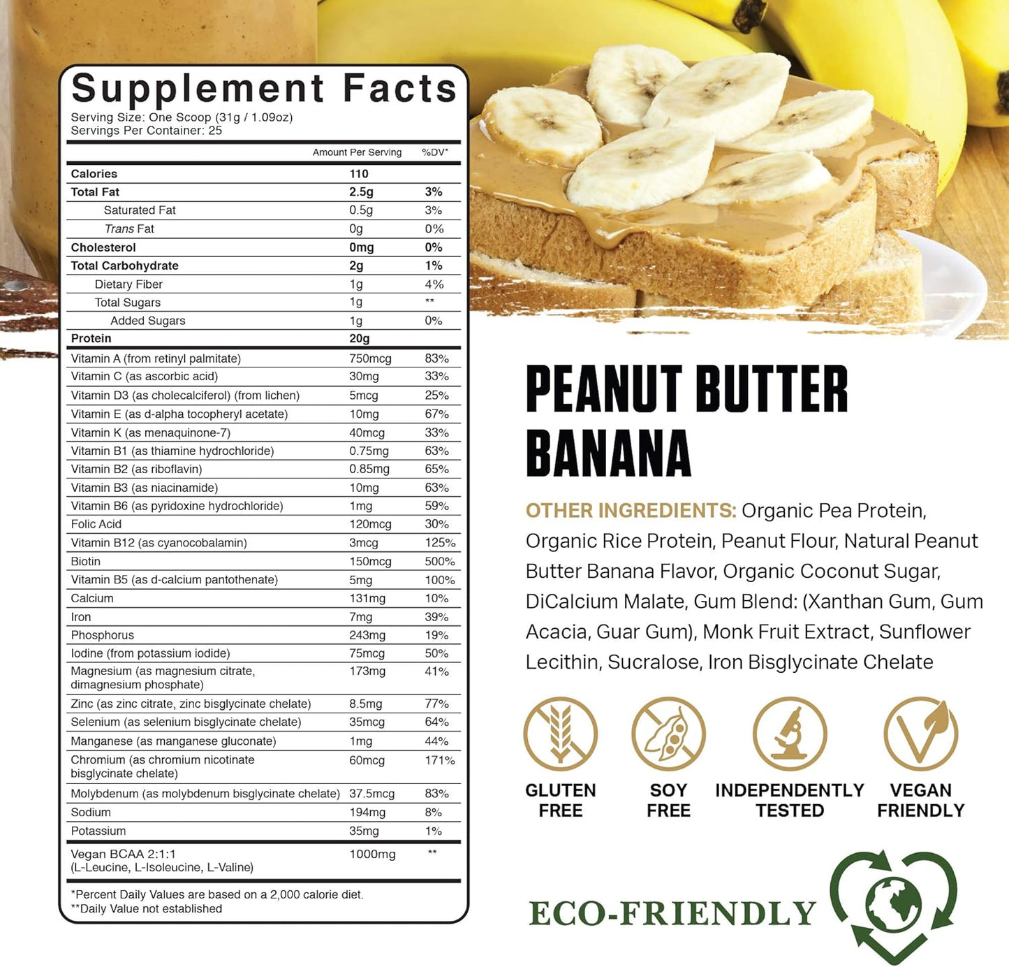 Organic Ambrosia Planta Protein Powder - Peanut Butter Banana Flavor