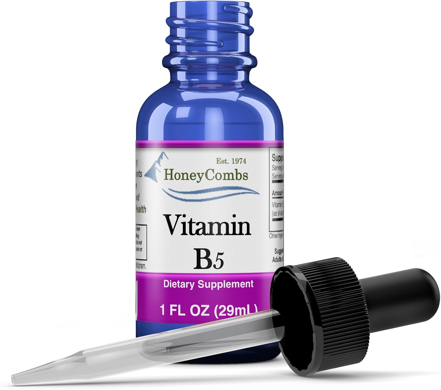 Organic Amish HoneyCombs Vitamin B5 Drops - Liquid Formula for Hormone Balance, Immune Health, Hair, Skin & Nails - Vegan & Alcohol-Free - 1 Fl Oz