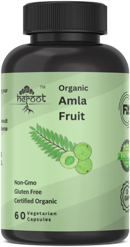 Organic Amla Capsules - Natural Vitamin C Supplement for Skin & Hair - 60 Capsules