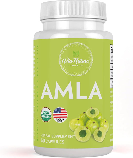 Organic Amla Capsules 1000mg - Natural Vitamin C Supplement - 60 Count