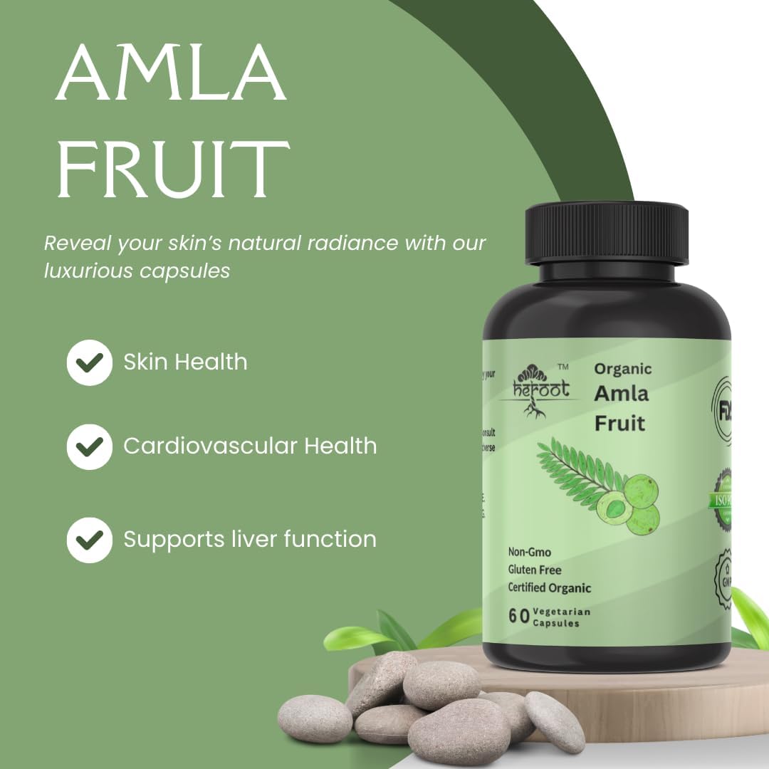 Organic Amla Capsules: Natural Vitamin C for Skin & Hair - 20 Capsules