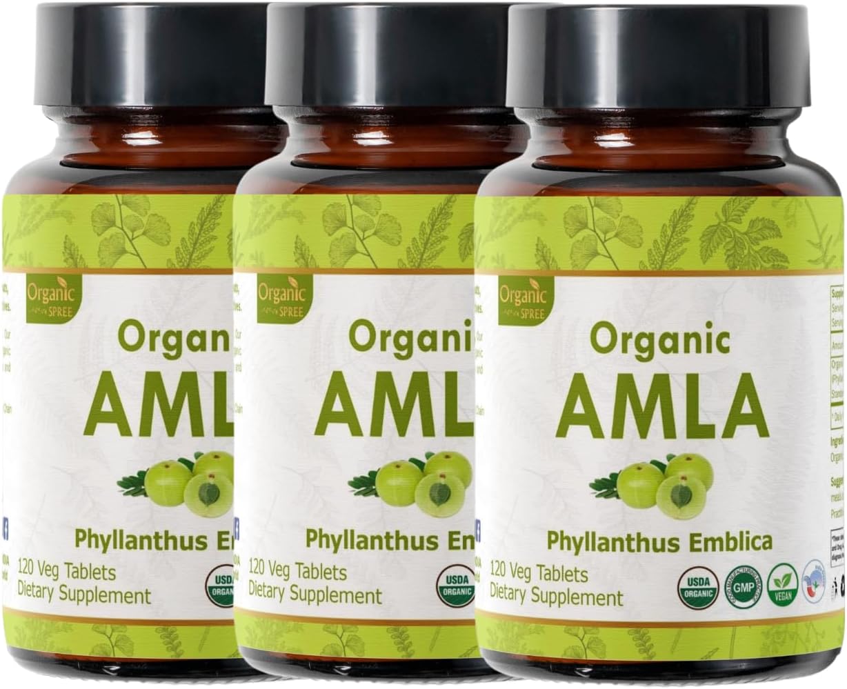 Organic Amla Tablets - Rich in Vitamin C & Antioxidants - Vegan & USDA Certified - Pack of 360 Tablets