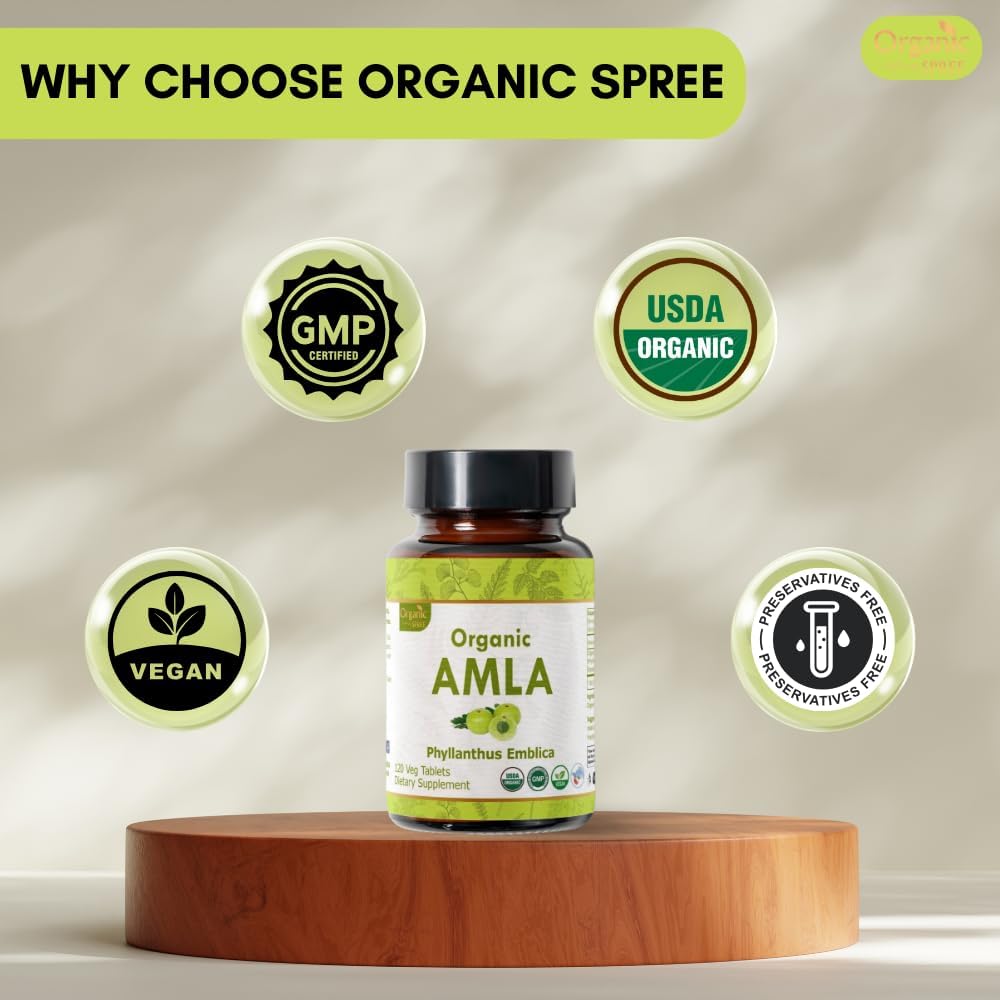 Organic Amla Tablets - Rich in Vitamin C & Antioxidants - Vegan & USDA Certified - Pack of 360 Tablets