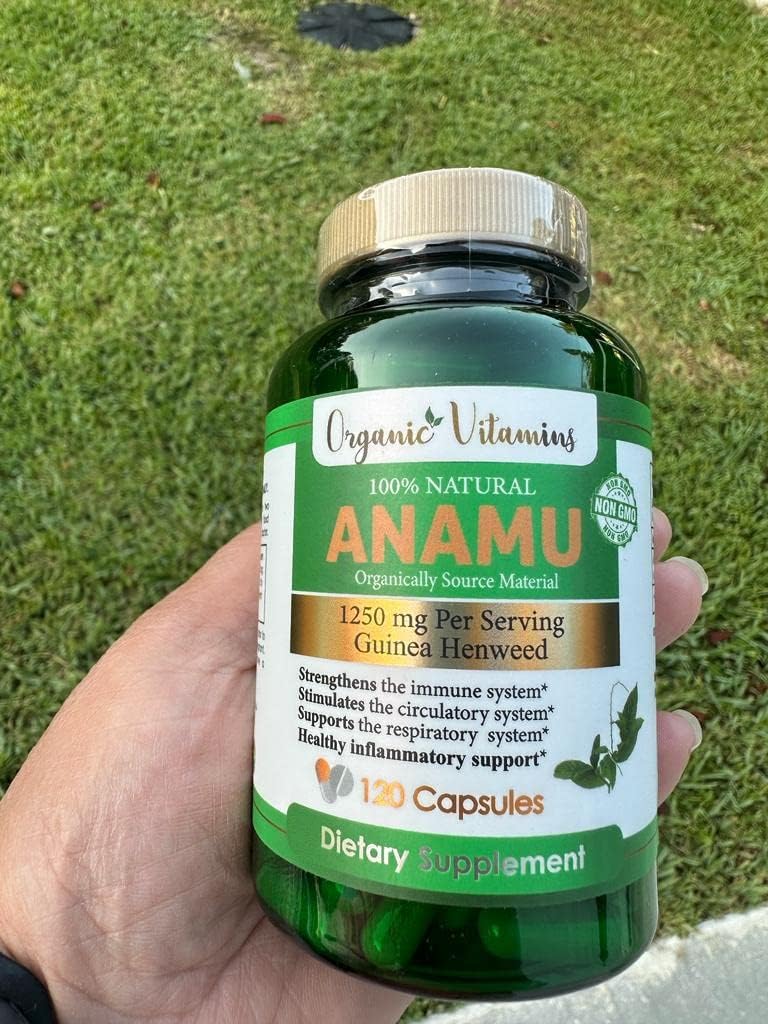 Organic Anamu Vitamins 1250mg - 100% Organically Grown - 120 Capsules - Petiveria Allicea