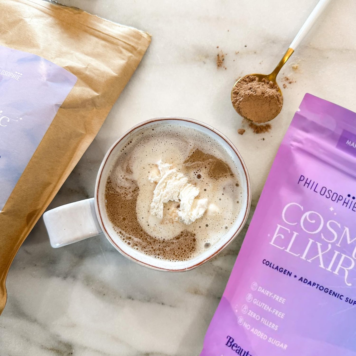 Organic and Unsweetened Philosophie Cosmic Elixir Superfood Blend with Collagen and Adaptogens - 32 Servings for Gut, Emotional, Joint, Skin, and Hormone Health