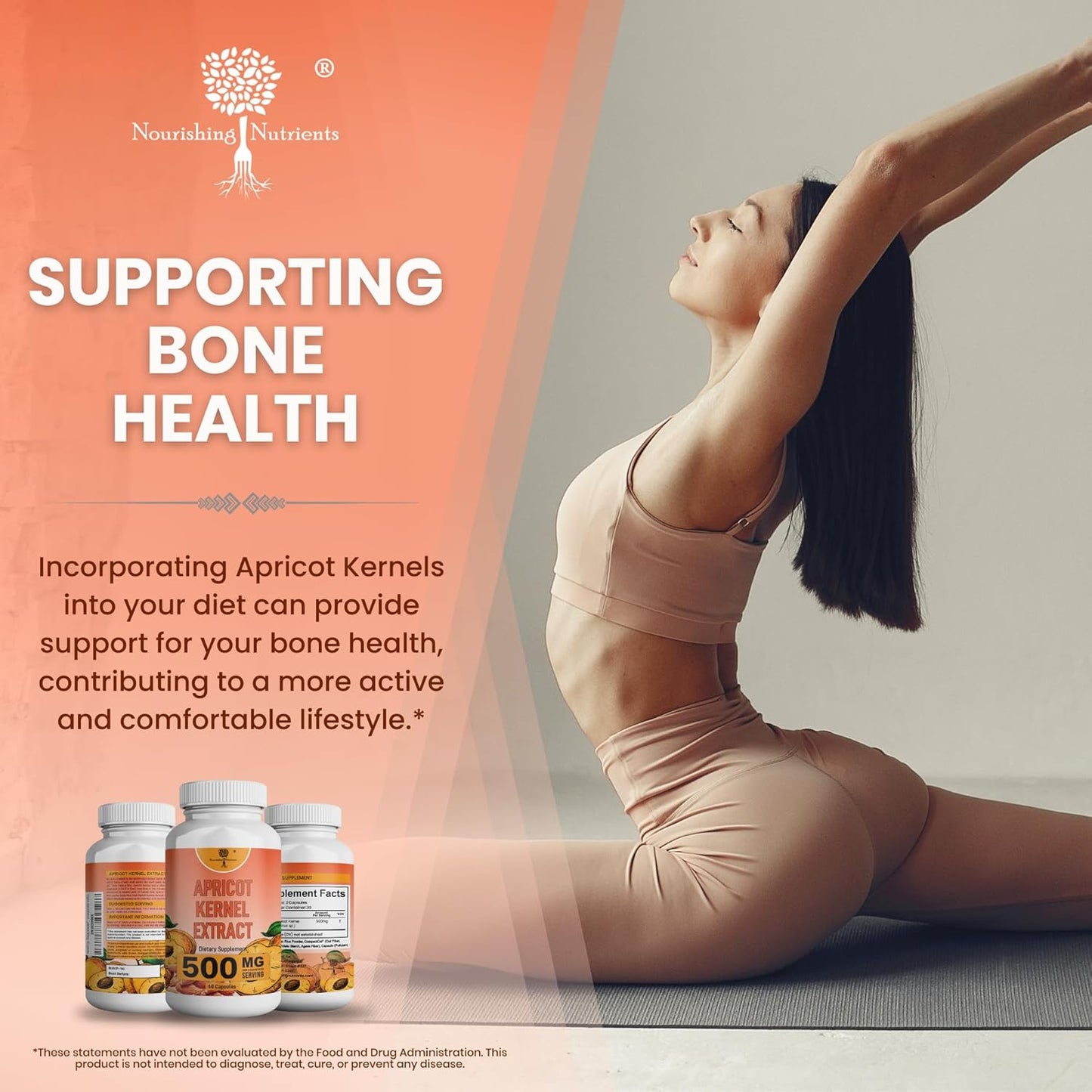 Organic Apricot Seed Extract Capsules - 500mg Antioxidant Supplement for Joint, Gut, Heart Health & Skin - High Fiber Bone Density Support - 60 Capsules