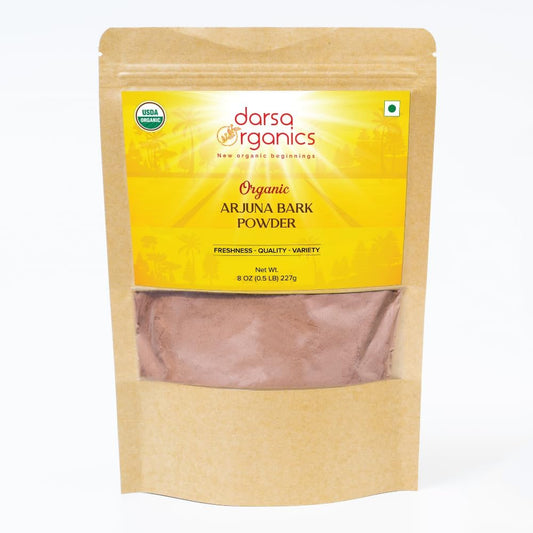 Organic Arjuna Bark Powder 8 oz - Ground Arjun Ki Chaal for Ayurvedic Tea & Recipes, Raw Vegan Non-GMO Gluten-Free USDA Organic Kosher Certified