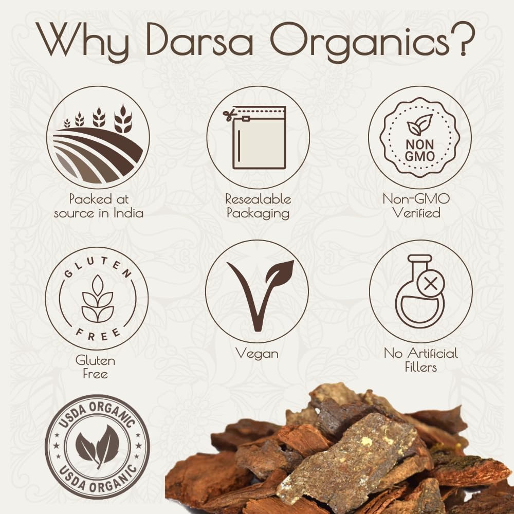 Organic Arjuna Bark Powder 8 oz - Ground Arjun Ki Chaal for Ayurvedic Tea & Recipes, Raw Vegan Non-GMO Gluten-Free USDA Organic Kosher Certified