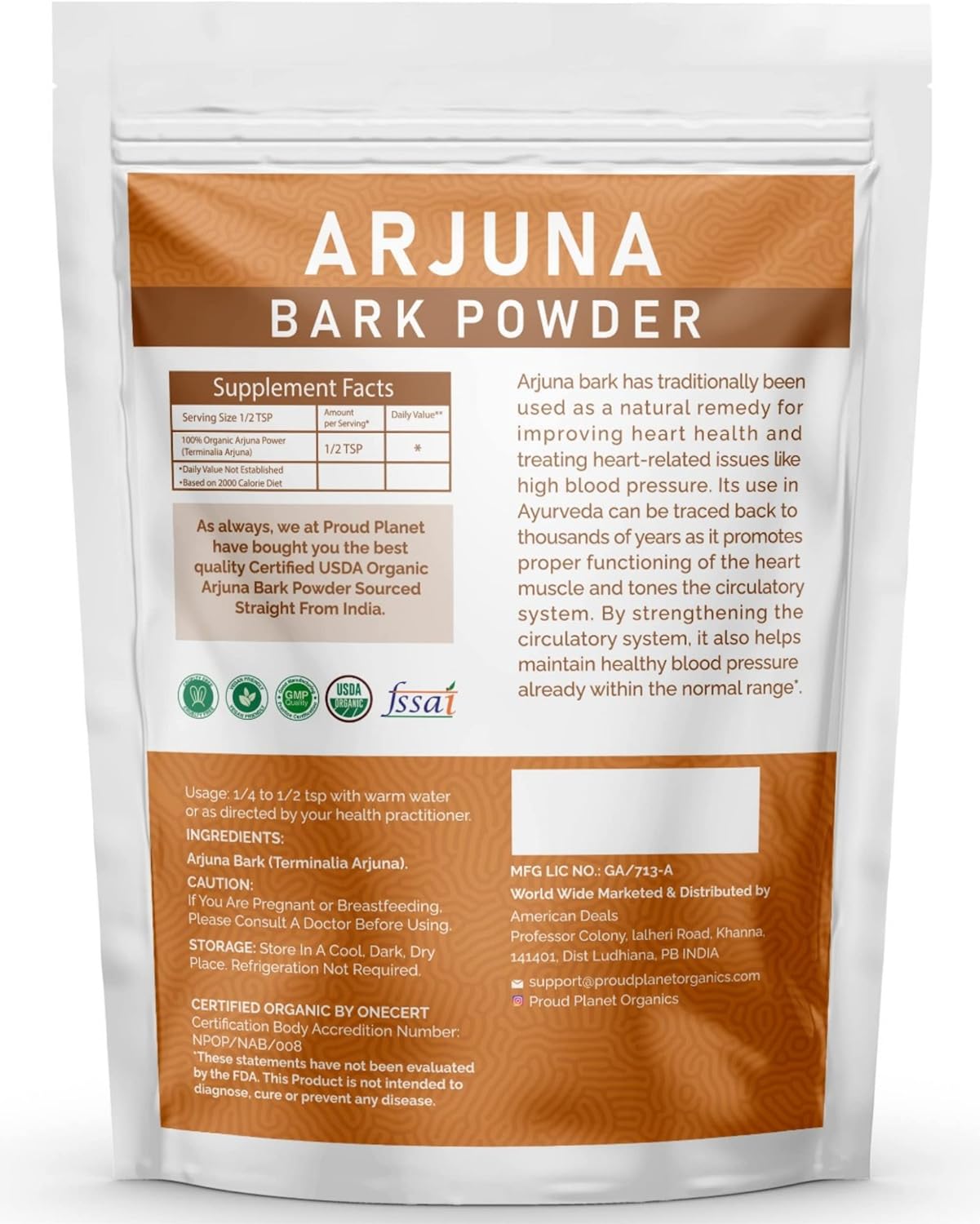 Organic Arjuna Bark Powder for Heart Health | Terminalia Arjuna Powder | Ayurvedic Supplement (16 oz)