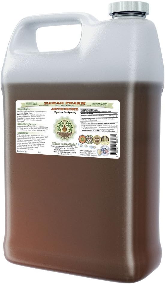 Organic Artichoke Alcohol-Free Liquid Extract - 64 oz - Natural Herbal Supplement by Hawaii Pharm