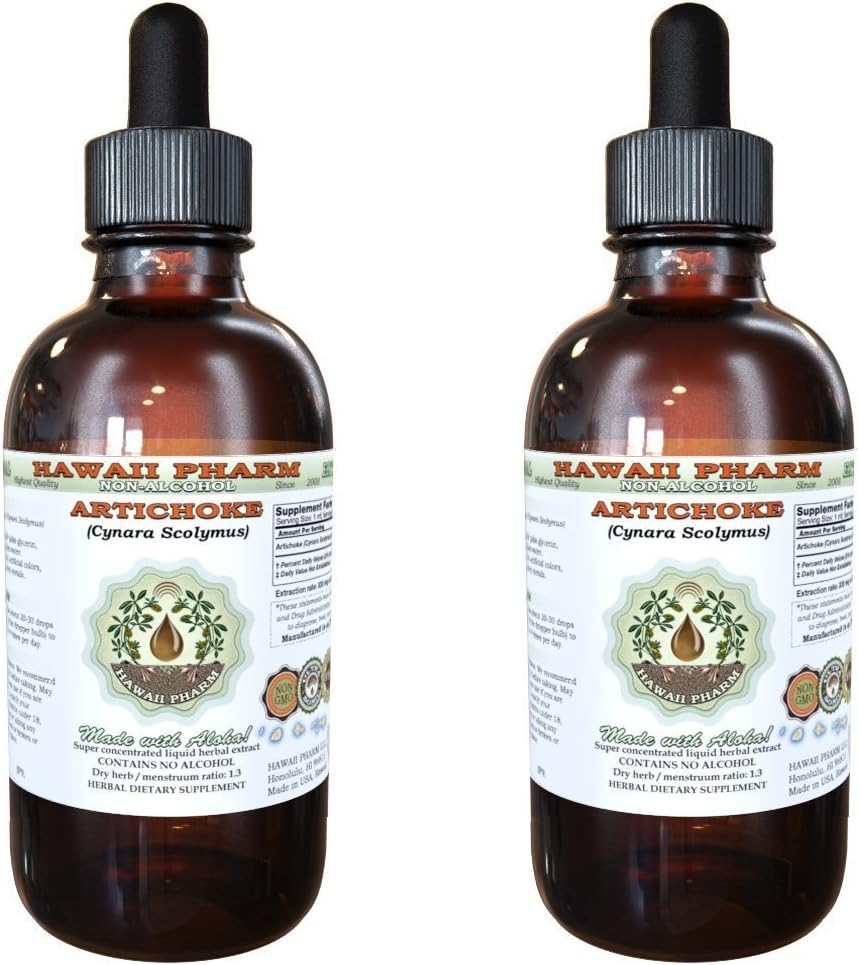 Organic Artichoke Alcohol-Free Liquid Extract 2x2 oz - Natural Herbal Supplement from Hawaii Pharm