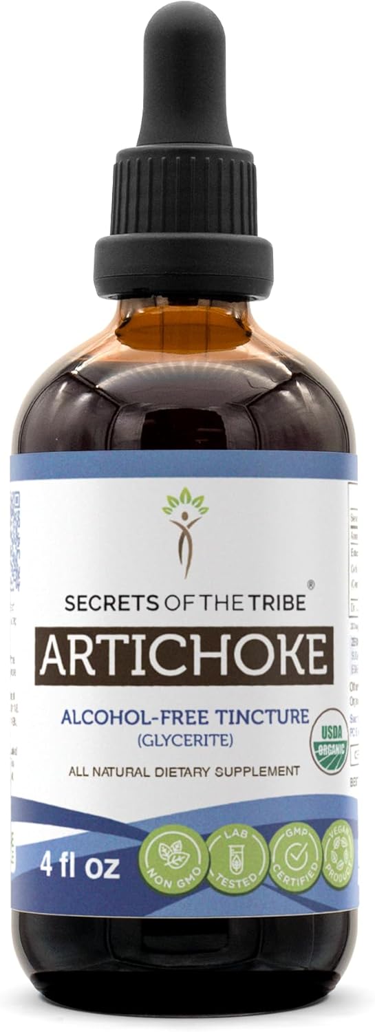 Organic Artichoke Herbal Drops | High-Potency Alcohol-Free Extract | 100% Certified USDA Organic | 4 oz Bottle