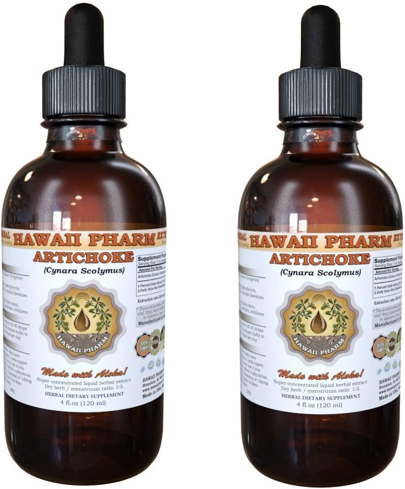Organic Artichoke Liquid Extract Tincture from Hawaii Pharm - 2x4 oz Bottle