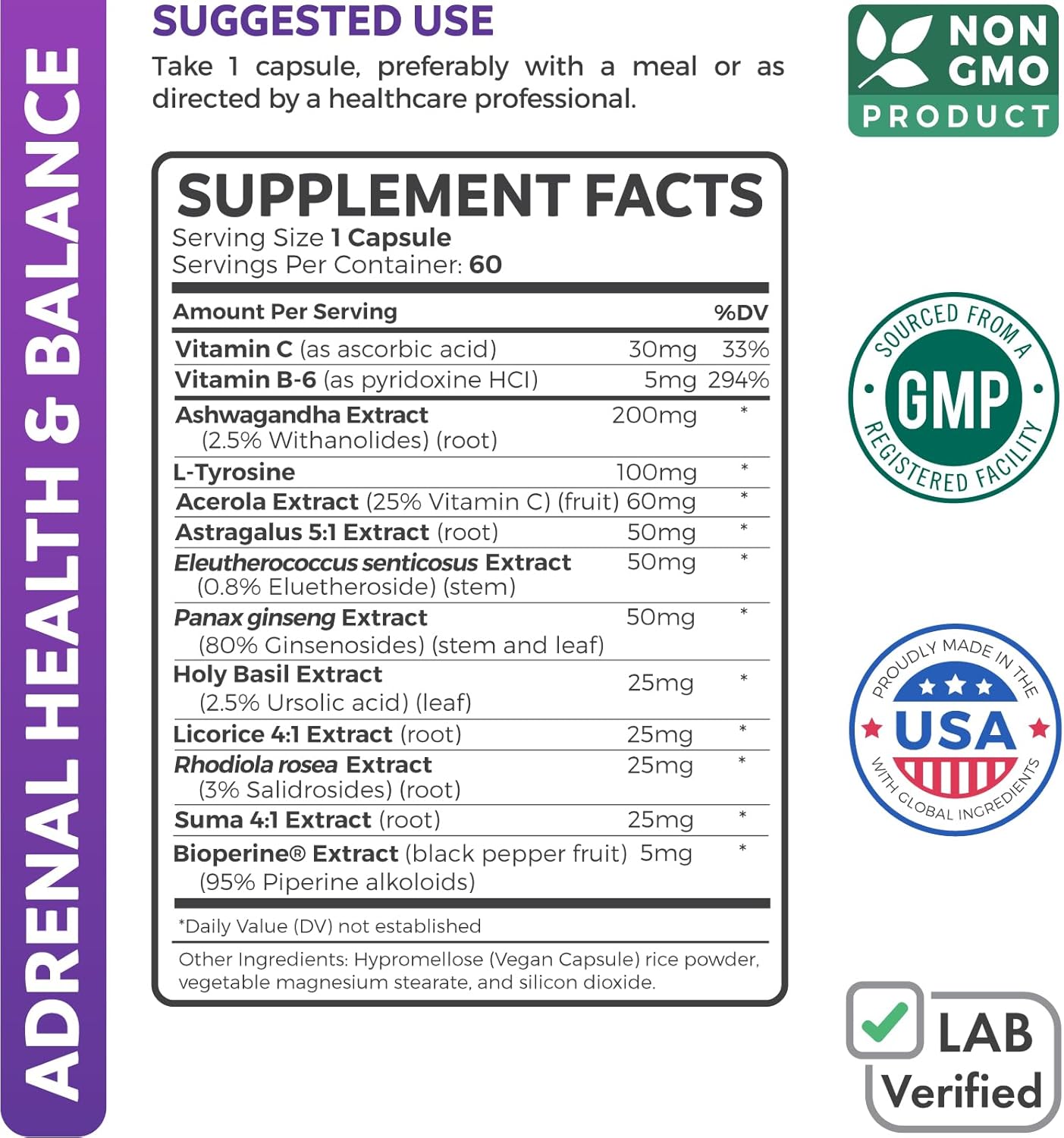 Organic Ashwagandha & Adrenal Support Bundle - Adrenal Harmony & Cortisol Manager - Non-GMO Ashwagandha Root Powder (120 Tablets)