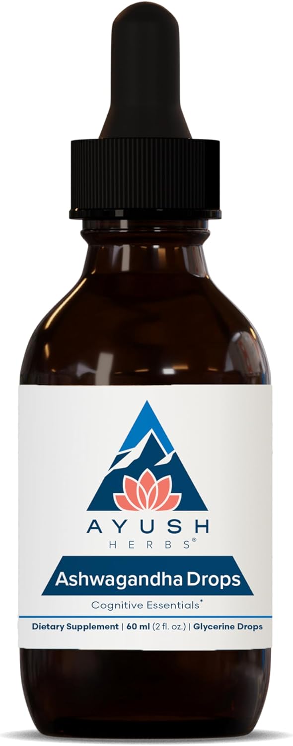 Organic Ashwagandha Alcohol-Free Drops - Lemon Flavored Supplement for Adults, Enhances Focus and Attention - 2 Fl Oz