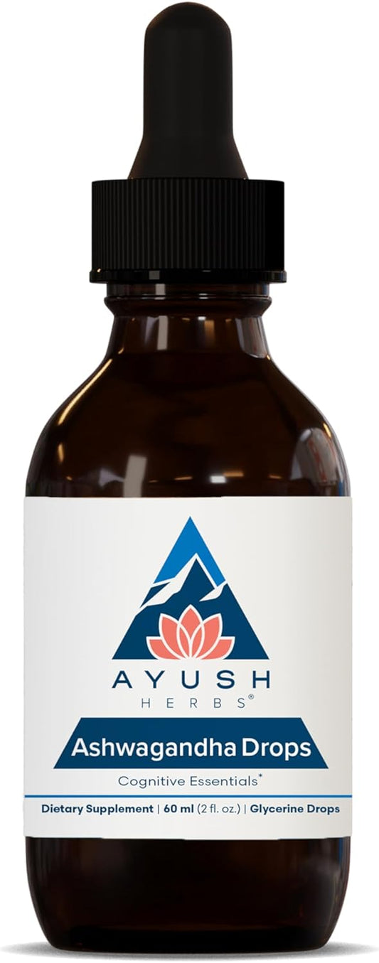 Organic Ashwagandha Alcohol-Free Drops - Lemon Flavored Supplement for Adults, Enhances Focus and Attention - 2 Fl Oz