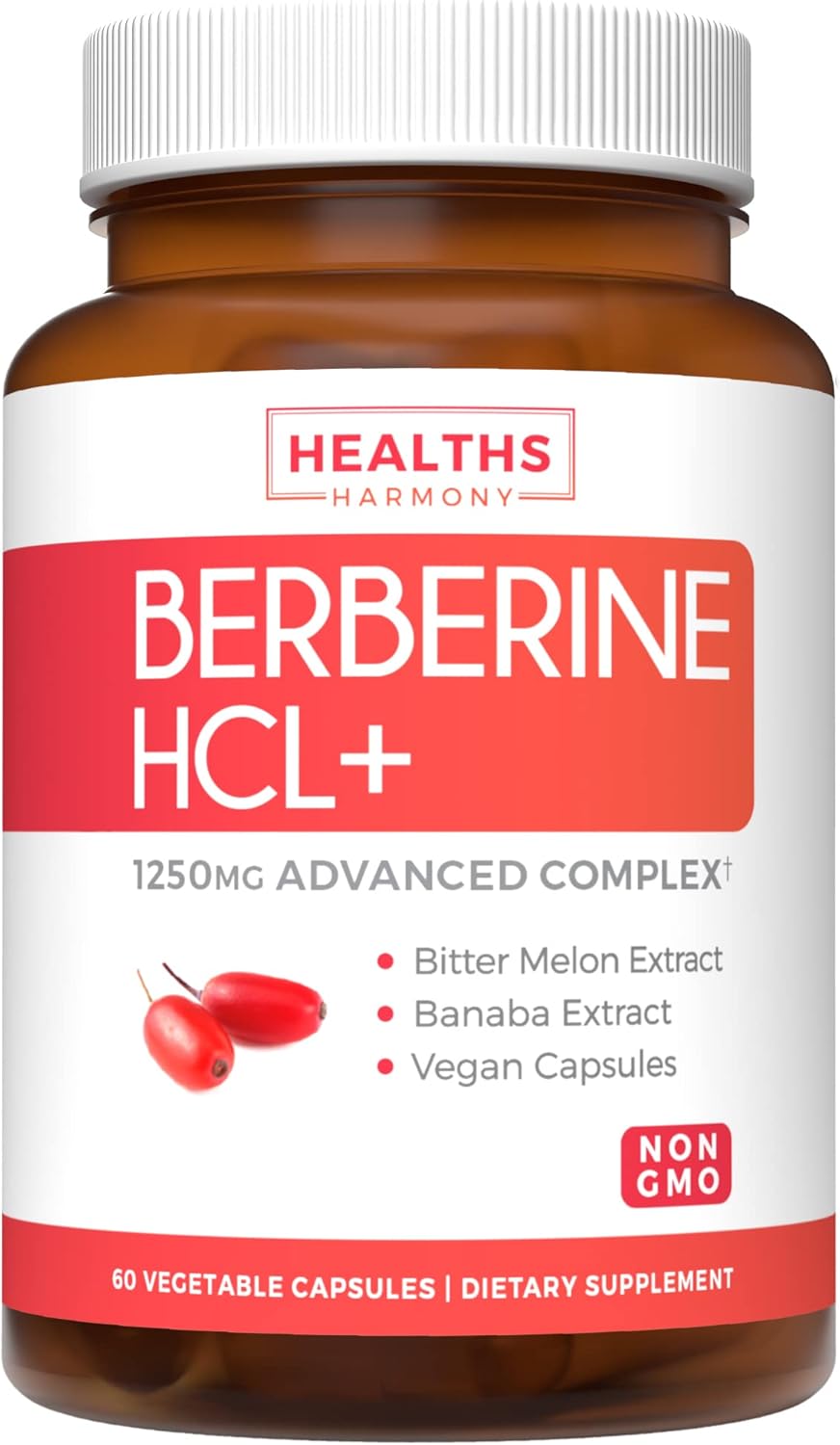 Organic Ashwagandha & Berberine HCL+ Bundle - Save $4 (11% Off) - Nature's Synergy Duo - Berberine 60 Capsules + Ashwagandha 1350mg Tablets for Natural Adrenal Support