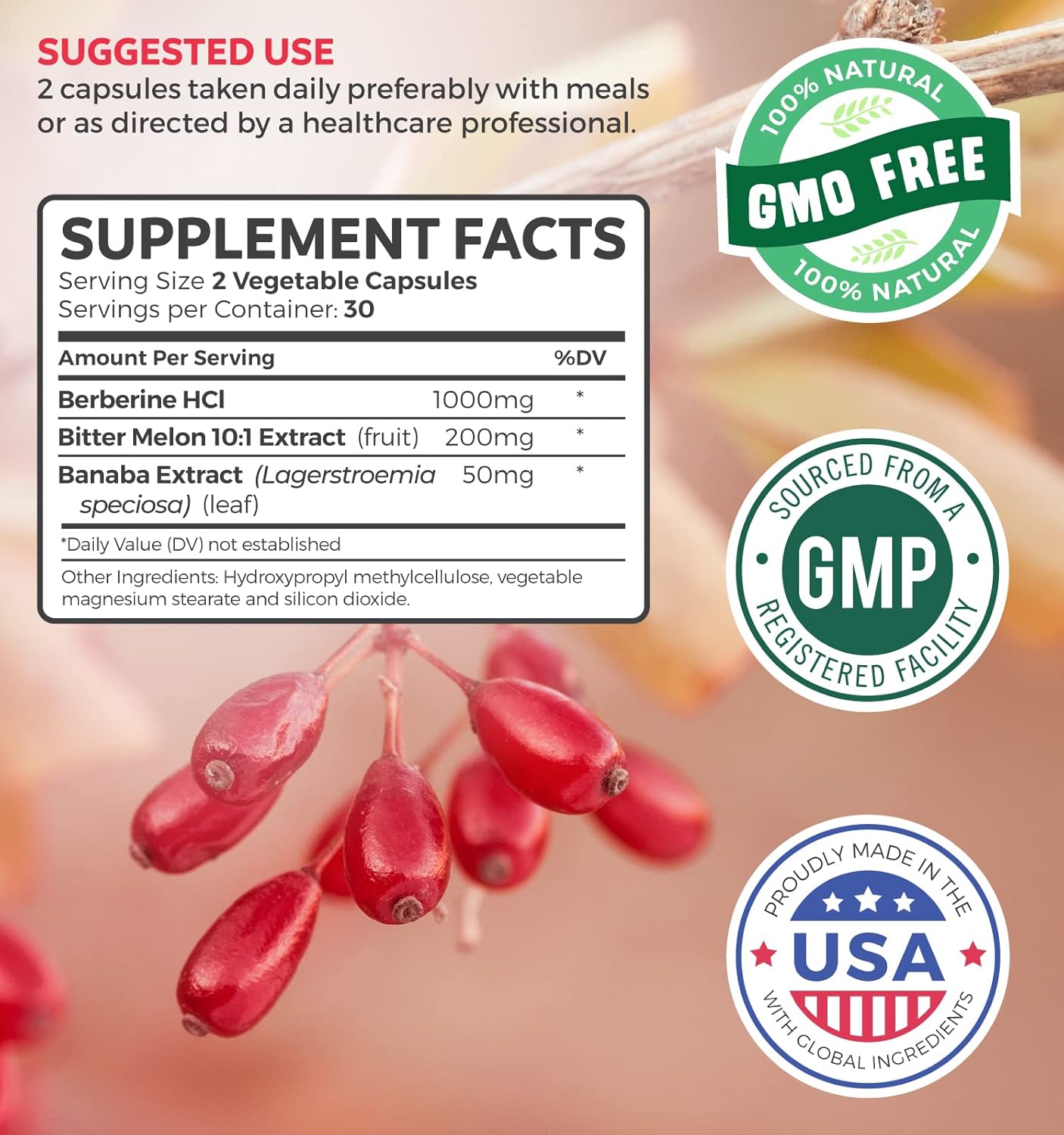 Organic Ashwagandha & Berberine HCL+ Bundle - Save $4 (11% Off) - Nature's Synergy Duo - Berberine 60 Capsules + Ashwagandha 1350mg Tablets for Natural Adrenal Support