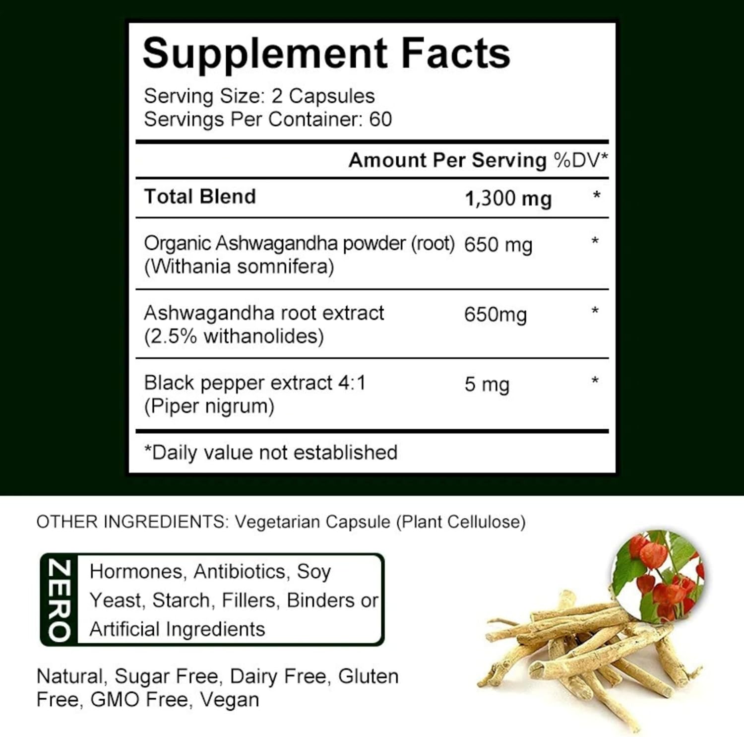 Organic Ashwagandha & Black Pepper Supplement for Stress Relief - High Potency 120 Softgels