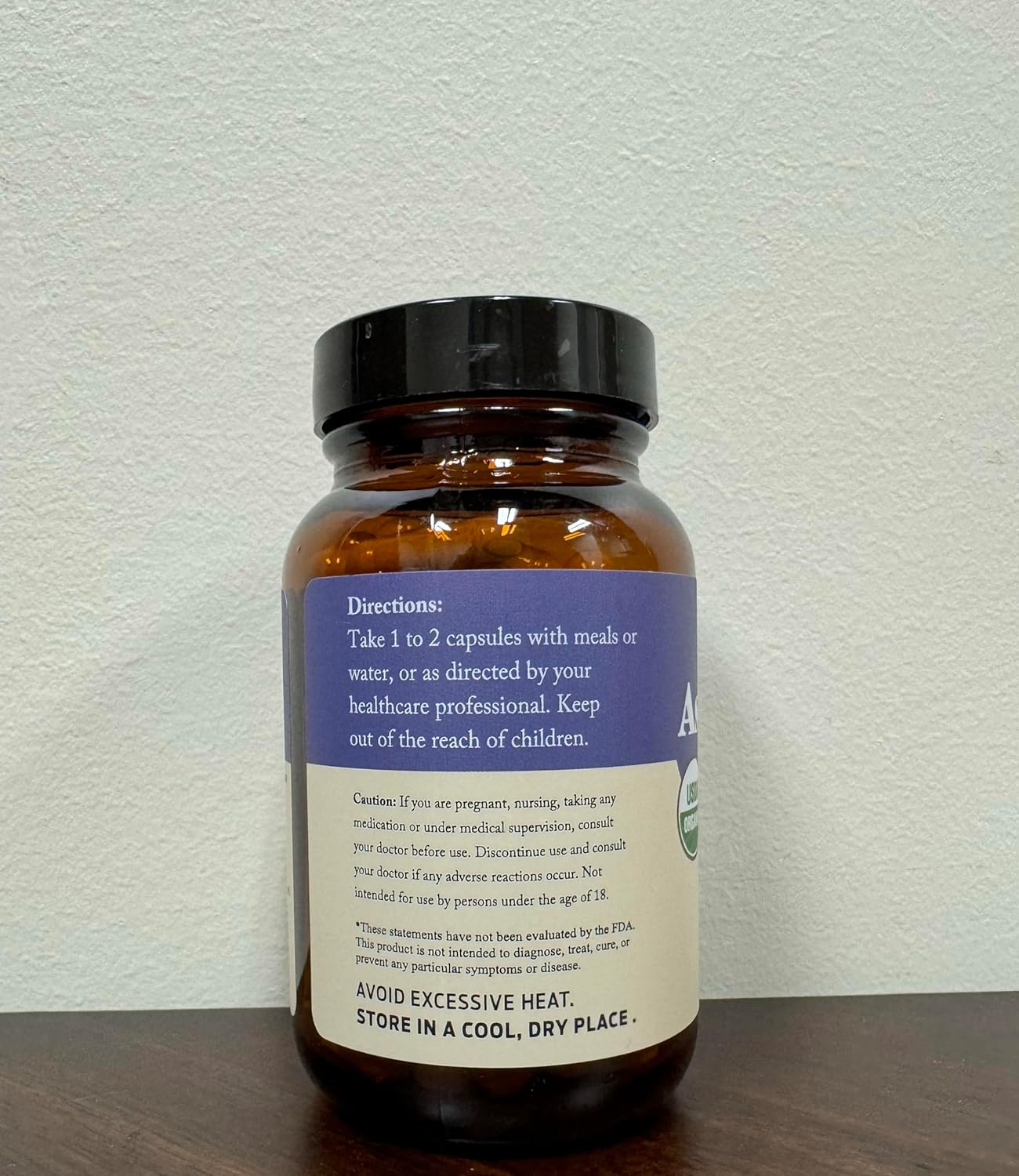 Organic Ashwagandha Capsules - 100 Count 500mg Pure Supplement for Calming Support