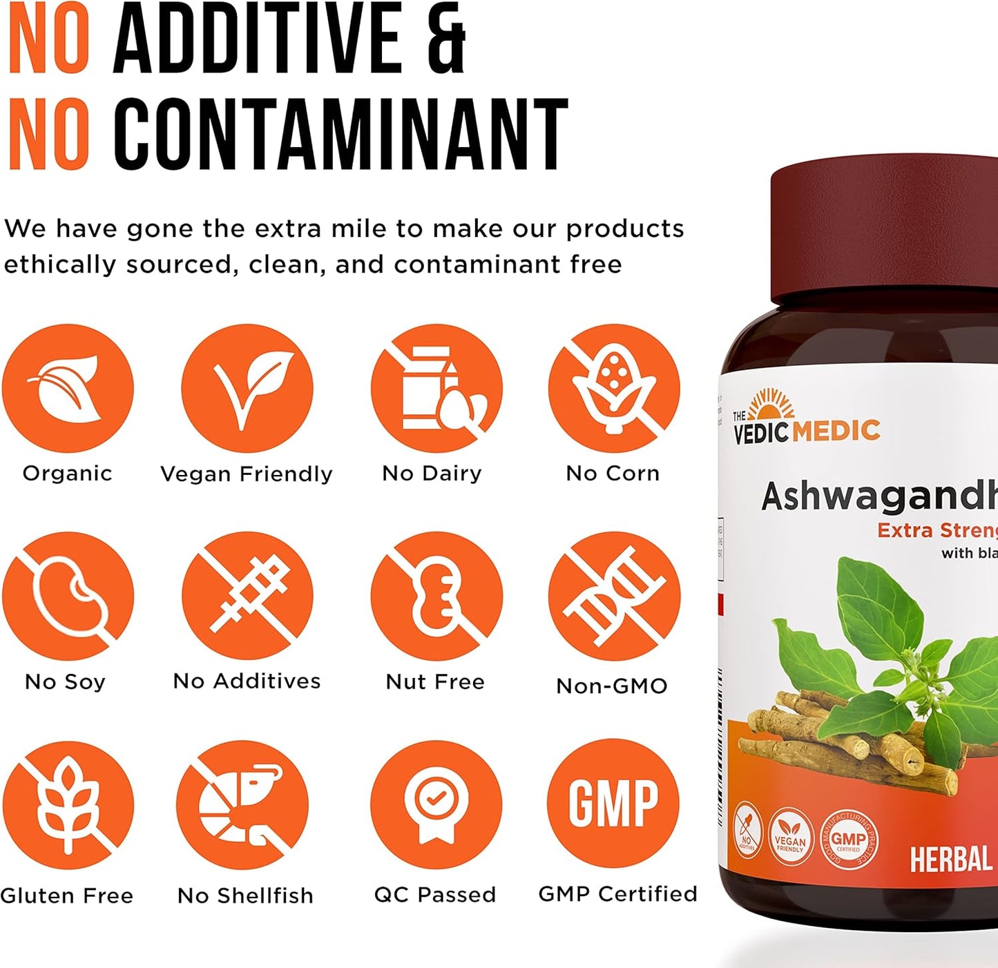 Organic Ashwagandha Capsules 3000mg with Black Pepper Extract - Stress Relief, Mood Enhancer, Energy Support - Non-GMO, Vegan, Gluten Free - 120 Count