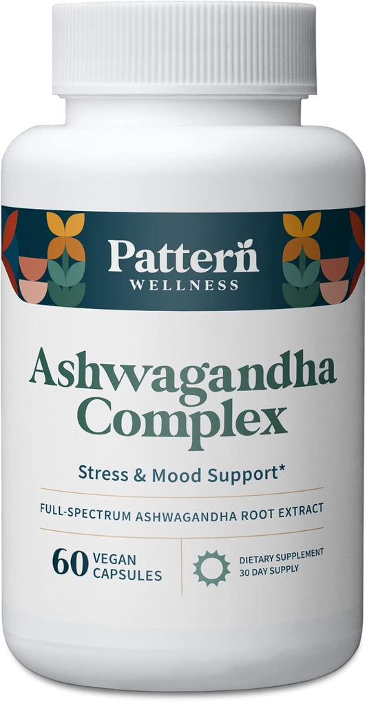 Organic Ashwagandha Complex with KSM-66 & Black Pepper Extract for Whole Body & Heart Health - Stress & Mood Support - Non-GMO - 60 Vegan Capsules