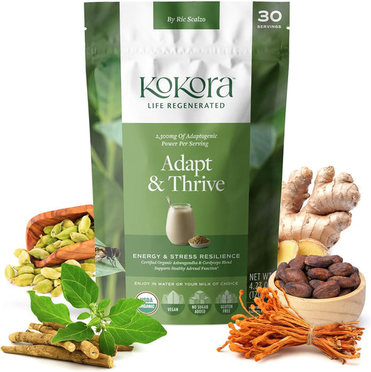 Organic Ashwagandha & Cordyceps Blend for Energy & Stress Resilience - Supports Healthy Adrenal Function, Coffee Alternative