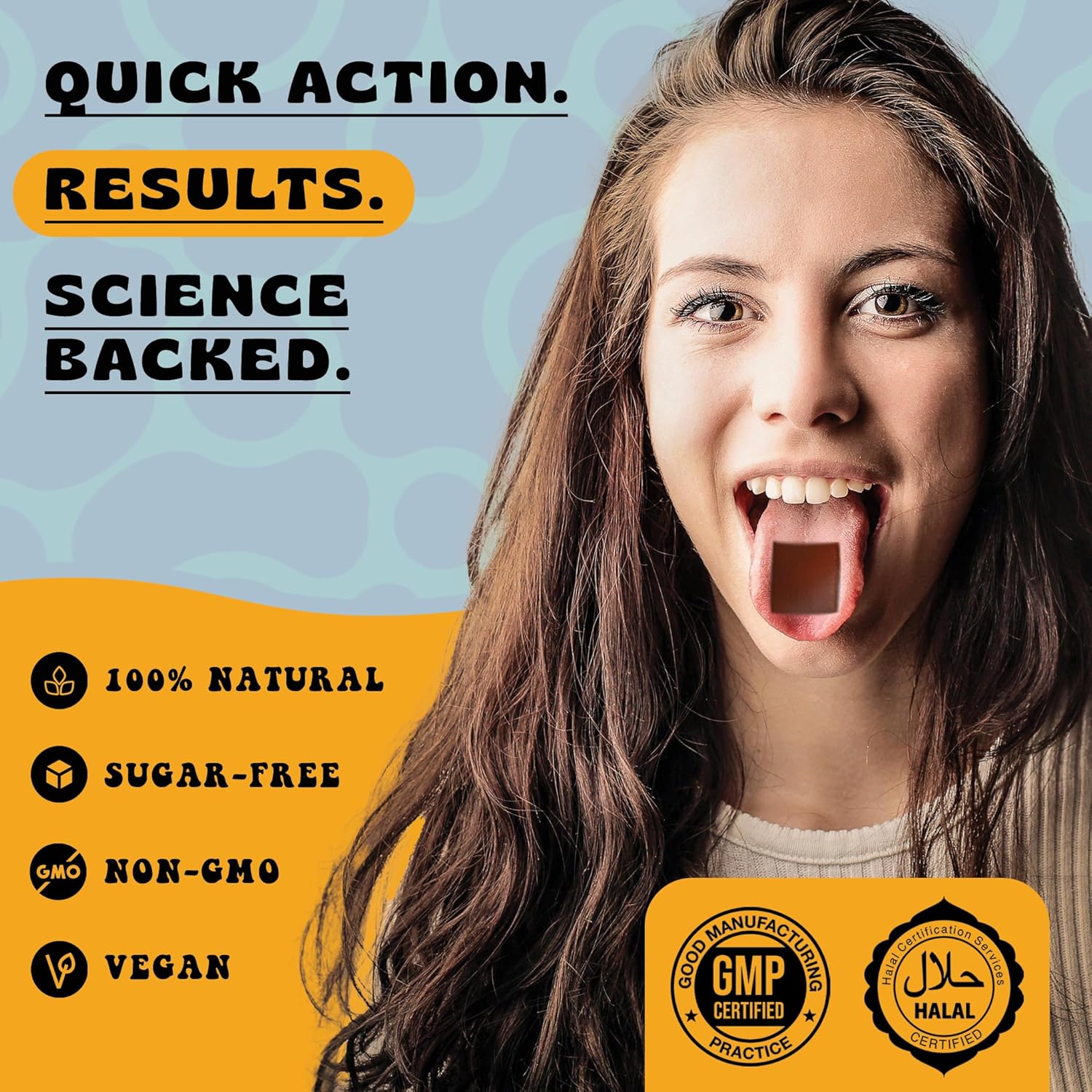 Organic Ashwagandha KSM 66 & GABA Supplement Strips for Stress Relief & Sleep - Chocolate Mocha Flavored, Vegan, Sugar-Free - 30 Count