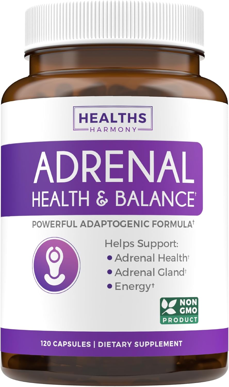 Organic Ashwagandha & L-Tyrosine Adrenal Support Pack - 2 Month Supply - Cortisol Manager - Fatigue Support - Adrenal Balance - Healths Harmony