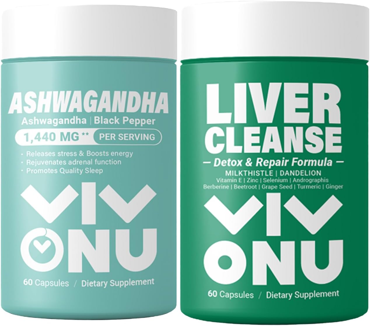 Organic Ashwagandha Liver Cleanse Capsules with Milk Thistle Support - Detox & Repair Formula