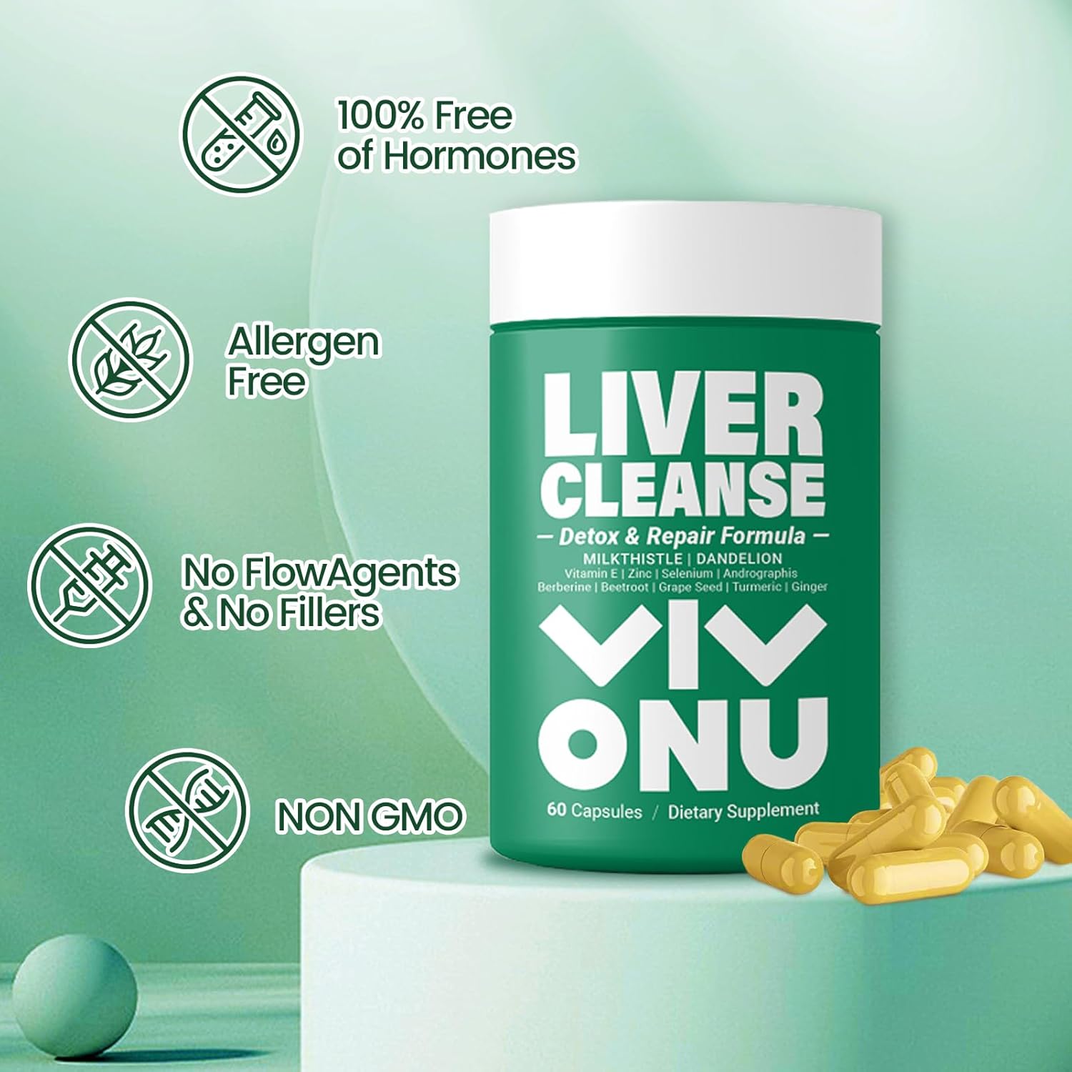 Organic Ashwagandha Liver Cleanse Capsules with Milk Thistle Support - Detox & Repair Formula