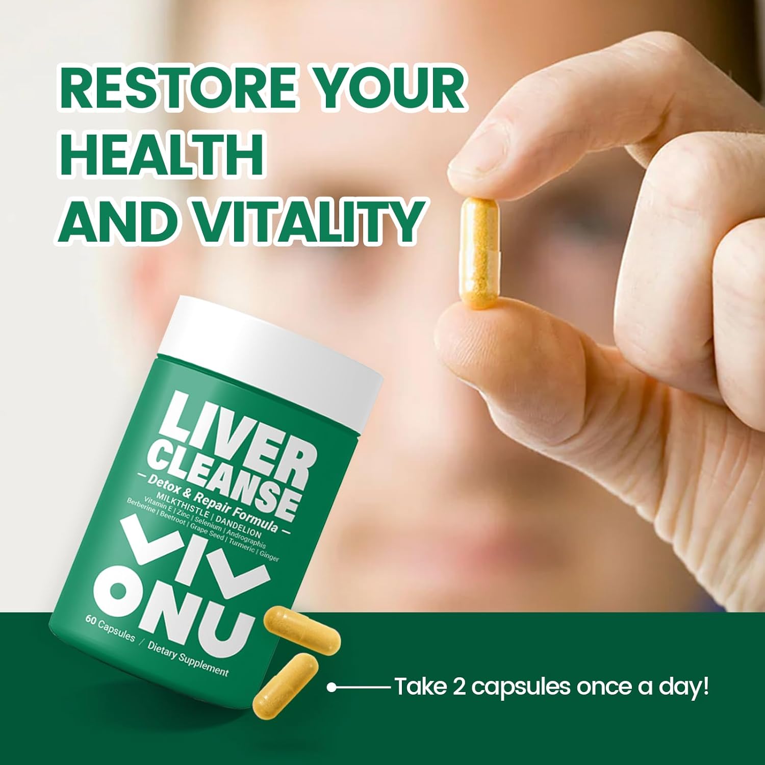 Organic Ashwagandha Liver Cleanse Capsules with Milk Thistle Support - Detox & Repair Formula