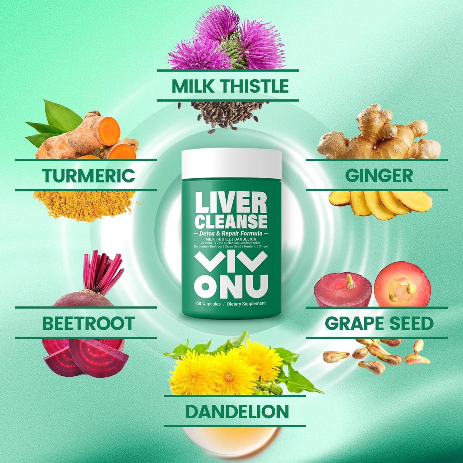 Organic Ashwagandha Liver Cleanse Capsules with Milk Thistle Support - Detox & Repair Formula