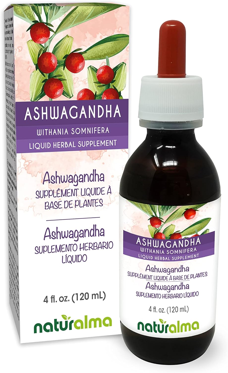 Organic Ashwagandha Root Alcohol-Free Tincture - 4 fl oz Liquid Extract Drops - Herbal Supplement for Vegans