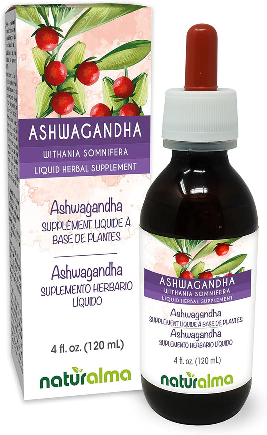 Organic Ashwagandha Root Alcohol-Free Tincture - 4 fl oz Liquid Extract Drops - Herbal Supplement for Vegans